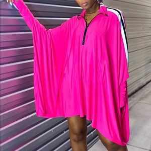 Long sleeve half zip oversized dress